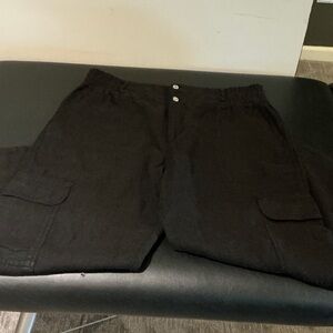 NWOT. Wrap London Black Wide Leg Cargo Pants
